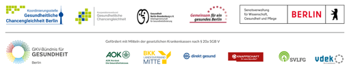 Logos verschiedener Gesundheitsorganisationen und Krankenkassen in einer Reihe angeordnet