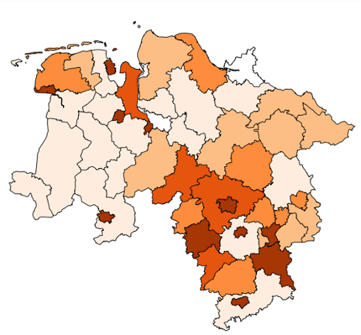 HSBN Niedersachsen 2022 (Statistikteil), Karte „Kinderarmut“