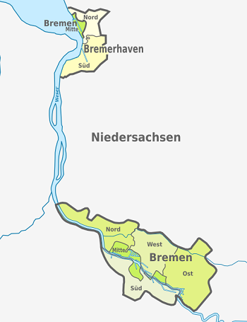 Abbildung: Karte der politischen Gliederung von Bremen