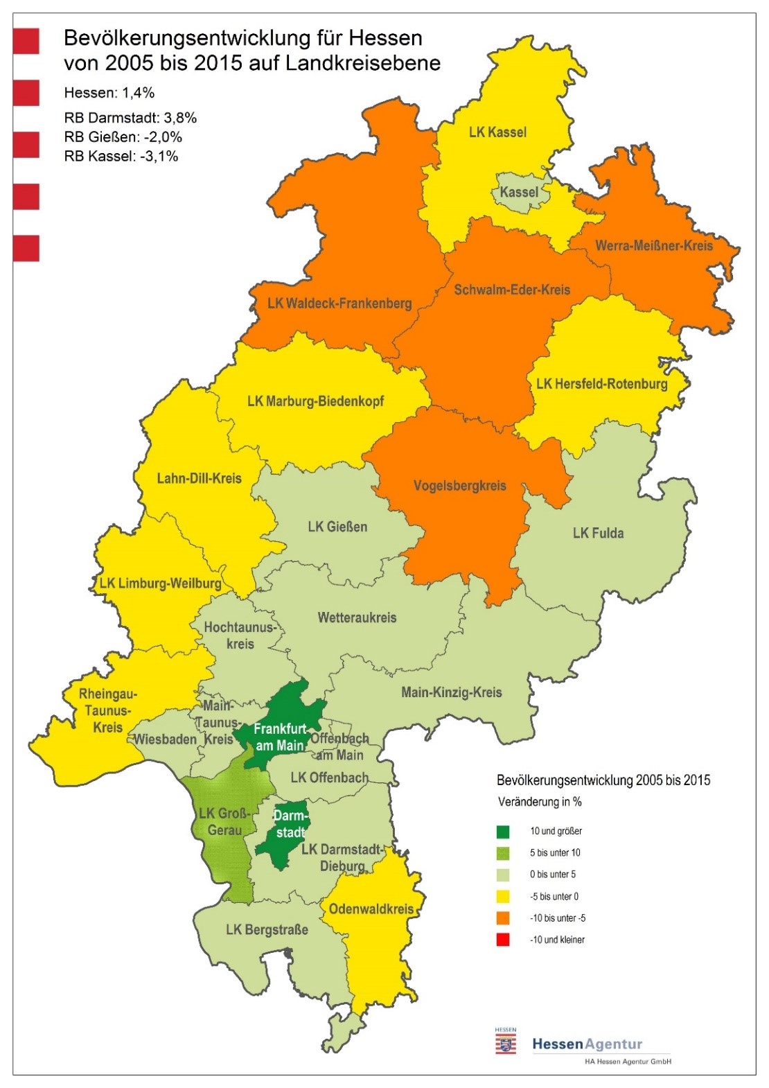 Schaubild: Bevölkerungsentwicklung in Hessen