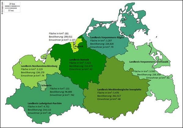 Schaubild: Fläche und Bevölkerung in Mecklenburg-Vorpommern