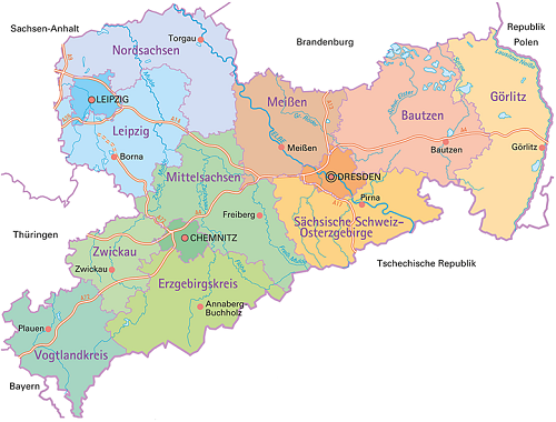 Übersichtskarte Kreisstruktur Freistaat