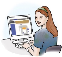 Junge Frau sitzt vor einem Monitor